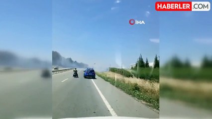 Lüleburgaz'da D-100 karayolunda tır yangını