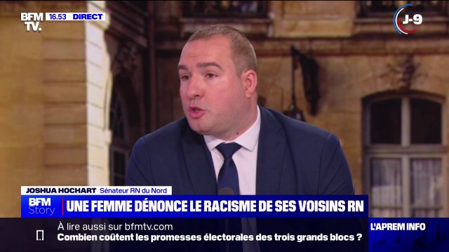 Chez nous, pas de racisme, pas d'antisémitisme à géométrie variable, nous condamnons tous les racismes : la réaction de Joshua Hochart (RN) au sujet d'une séquence montrant le racisme de partisans du RN