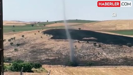 Anız yangınından etkilenen Diyarbakır'daki kırsal mahallede hortum oluştu