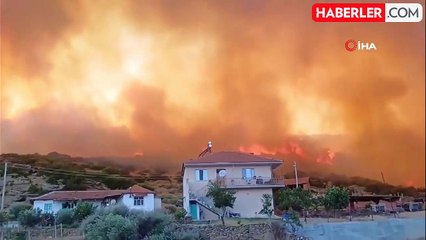 Manisa'daki orman yangını evleri tehdit etti