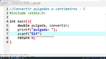Convertir pulgadas a centímetros en C