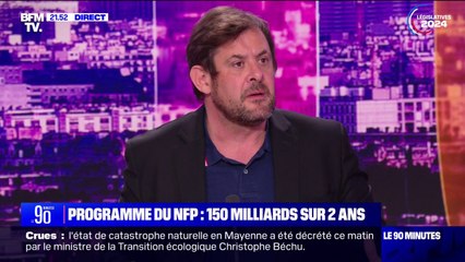 Programme économique du NFP: "900 milliards d'euros de dette supplémentaire, et ces gens-là nous donneraient des leçons", déclare François Kalfon (PS-Place publique) au sujet de Renaissance