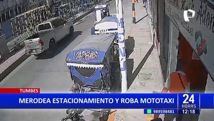 ¡Lamentable! cámara de seguridad registra robo de mototaxi en Tumbes