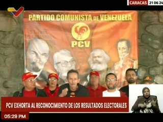 Caracas | Partido PCV exhorta al reconocimiento de los resultados electorales del 28-J