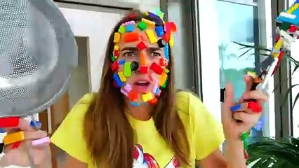 Toys gets stuck on mom's face - Vlad and Niki