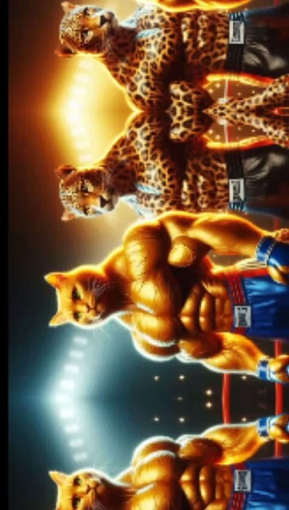 Cat and lion fighting