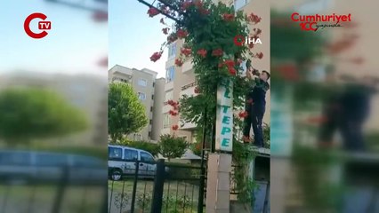 Sitenin bahçe kapısında yılan paniği