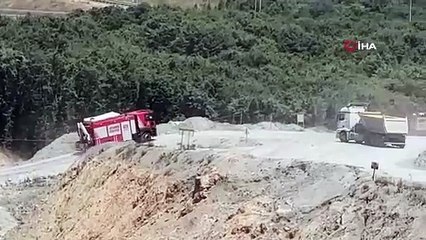 Eyüpsultan'da maden sahası yoluna giren araç şarampole uçtu