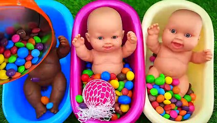 Candy Mixing in Rainbow BathTubs Slime MnM Oddly Satisfying