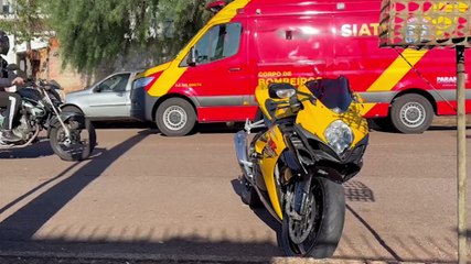 Com moto esportiva, homem fratura a clavícula em colisão na Rua Bom Jesus