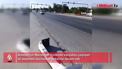 Kavşakta çarpıştılar, durmadan yollarına devam ettiler