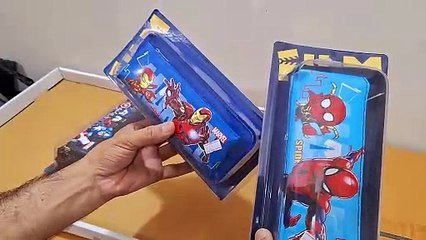 Unboxing and Review of Spiderman, Ironman, captain america Double Compartment Zipper Pencil Case for Kids, Pencil Box for Kids Stationary Pouch for Students School