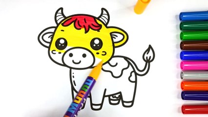 Cute Cow Painting & Coloring Page Marker Pen for Kids & Toddlers | Chunnu Munnu Kids World