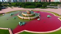 Vandals turn Chicago's Buckingham Fountain bright red