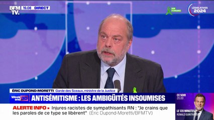 Accusations d'antisémitisme au Nouveau Front populaire: "Qui se ressemble, s'assemble", déclare Éric Dupond-Moretti