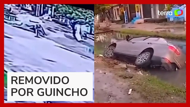 Motorista perde controle e carro cai em córrego em Maceió