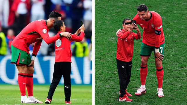 Cristiano Ronaldo y su gran gesto con niño invasor de campo en el Turquía 0-3 Portugal de la Eurocopa