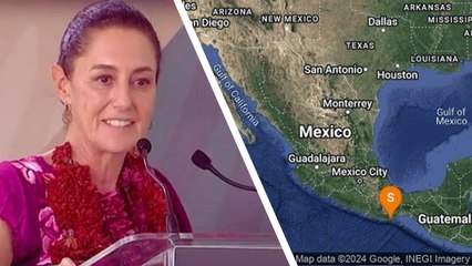 Sismo sorprende a Claudia Sheinbaum hoy 22 de junio, mientras daba discurso en Oaxaca