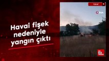 Tokat'ta bir düğünde atılan havai fişek araziye düşüp yangın çıkardı