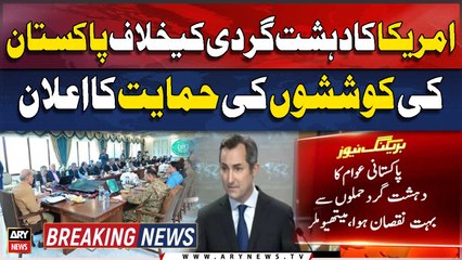 US announcement of support for Pakistan's efforts against terrorism