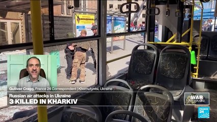 "A glide bomb dropped from a plane hit the city centre of Kharkiv yesterday'