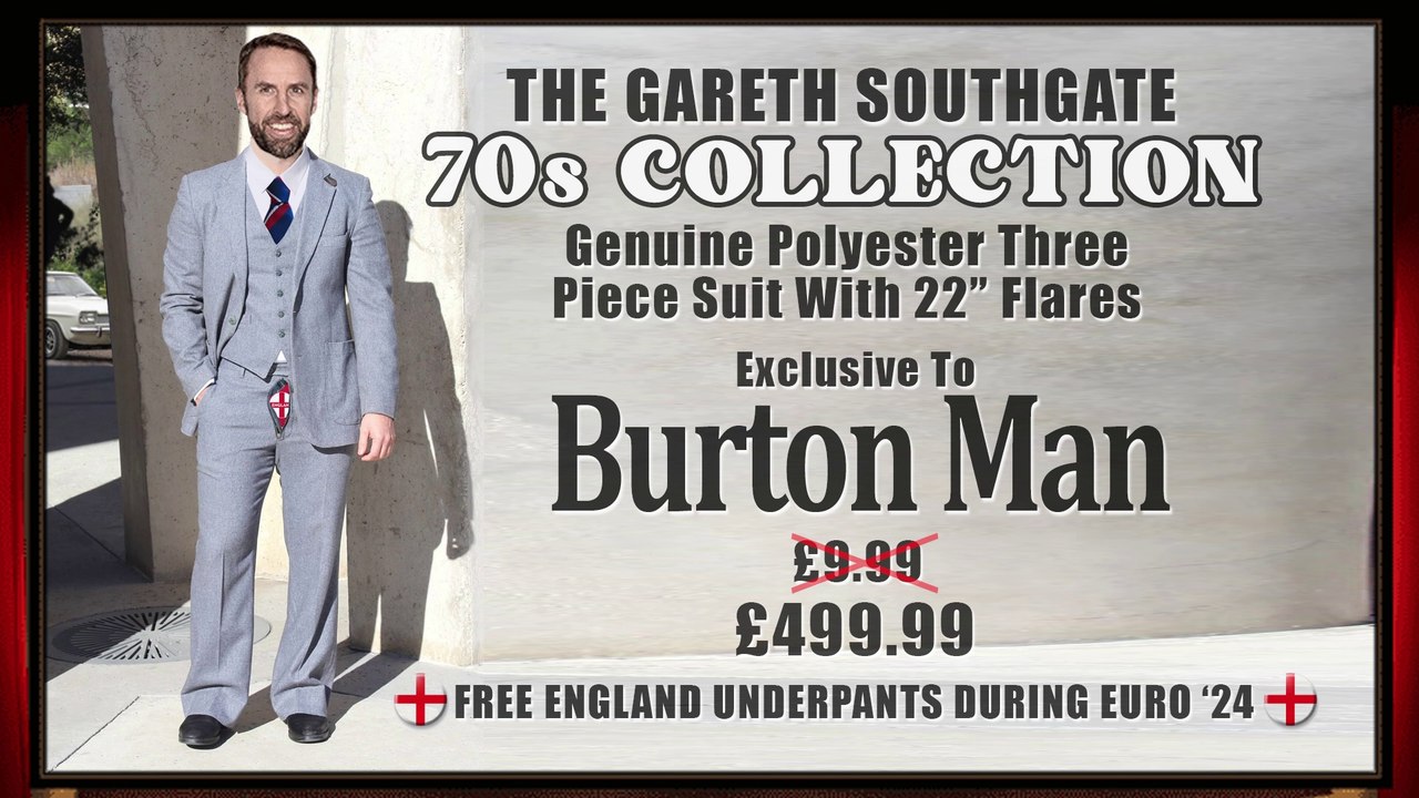 GARETH SOUTHGATE - 3 Piece Polyester Suit with 1970s Style Flares - From Burton Man