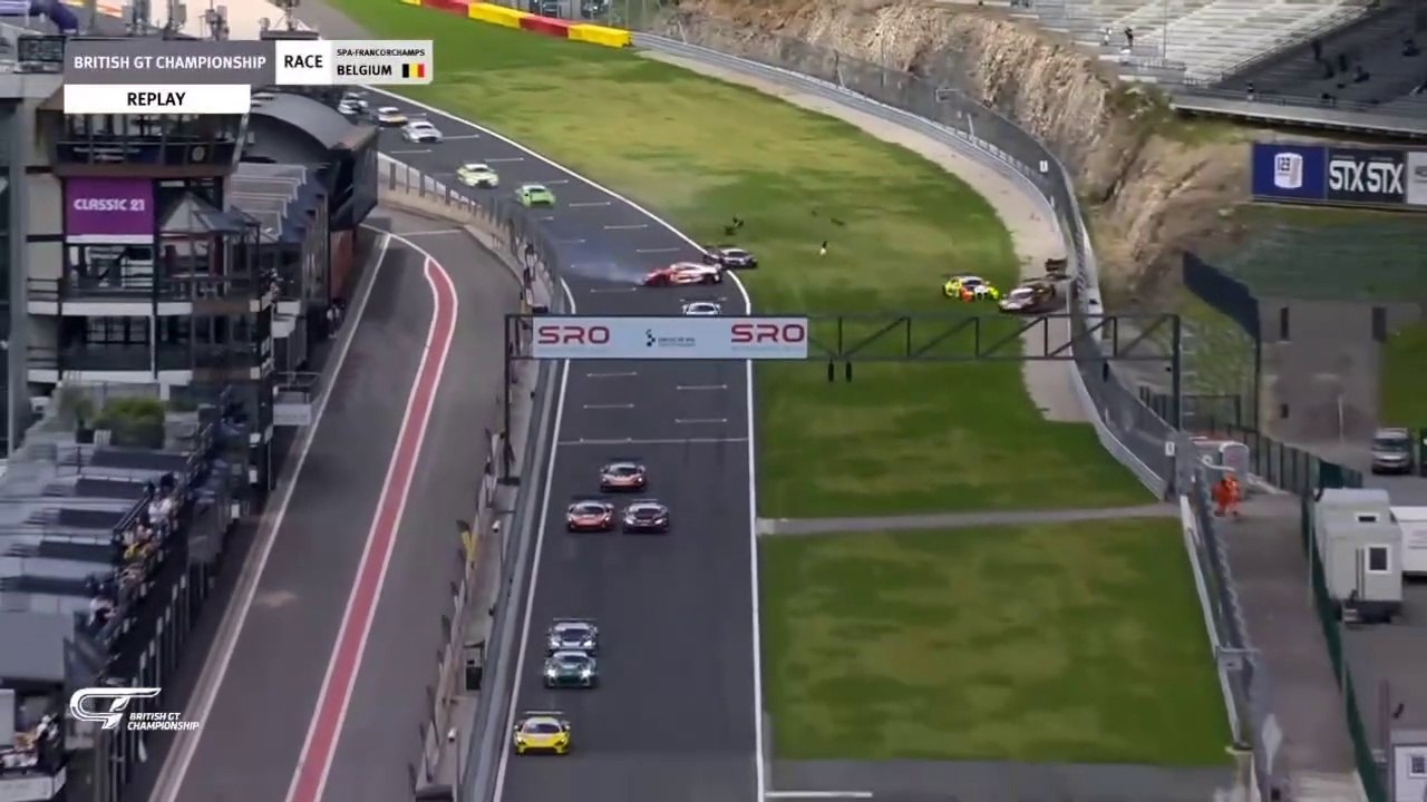 British GT 2024 Spa Start Big Crash Pile Up