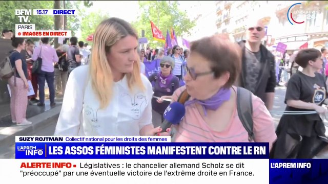 On s'est battu pour le droit à l'avortement, je n'ai jamais vu le Rassemblement national (à nos côtés) : de nombreux rassemblements organisés partout en France à l'appel d'associations féministes contre le RN