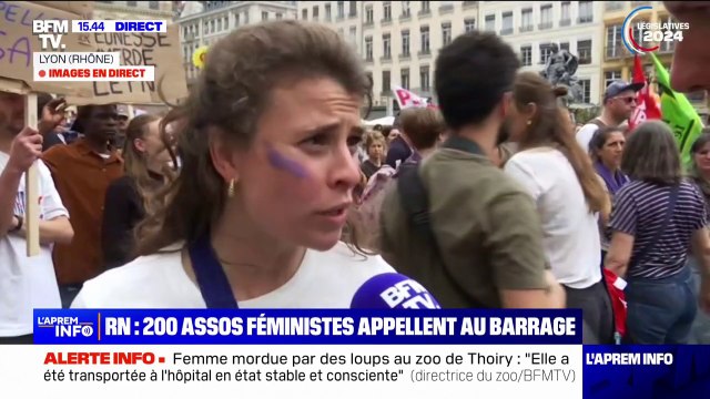 C'est une alerte féministe nationale : à Lyon, des centaines de personnes répondent à l'appel de collectifs féministes et manifestent contre le RN