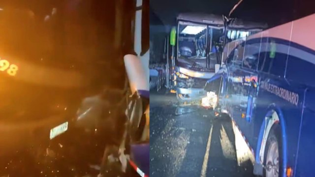 Once personas heridas tras fuerte choque de frente entre dos buses en Santander