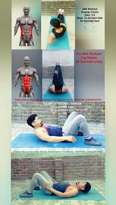 Top 4 ABS Workouts at Home & Gym  #heermlgangaputra #naturalbodybuilding #fitness #exercise #muscle #training #tips #viral