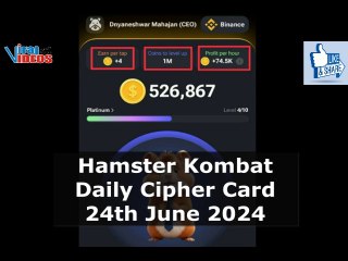 Hamster Kombat Daily Cipher Card Today | 24th June 2024