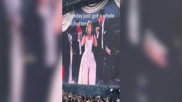 Watch: Taylor Swift brings Travis Kelce onstage for first time during Wembley tour