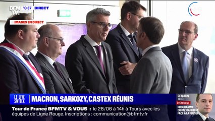 Emmanuel Macron est arrivé à Saint-Ouen pour inaugurer le prolongement de la ligne 14 du métro parisien en présence de Nicolas Sarkozy et Jean Castex