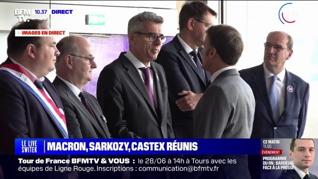 Emmanuel Macron est arrivé à Saint-Ouen pour inaugurer le prolongement de la ligne 14 du métro parisien en présence de Nicolas Sarkozy et Jean Castex