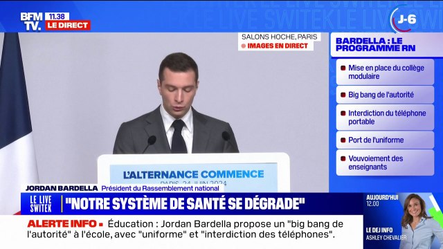 Face aux déserts médicaux, Jordan Bardella veut supprimer l'impôt sur le revenu obtenu par les médecins et infirmiers à la retraite qui reviennent travailler