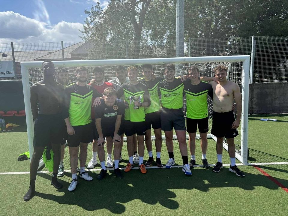 Kirky's Allstars celebrate their win at the Freya Birch charity match on Saturday.
