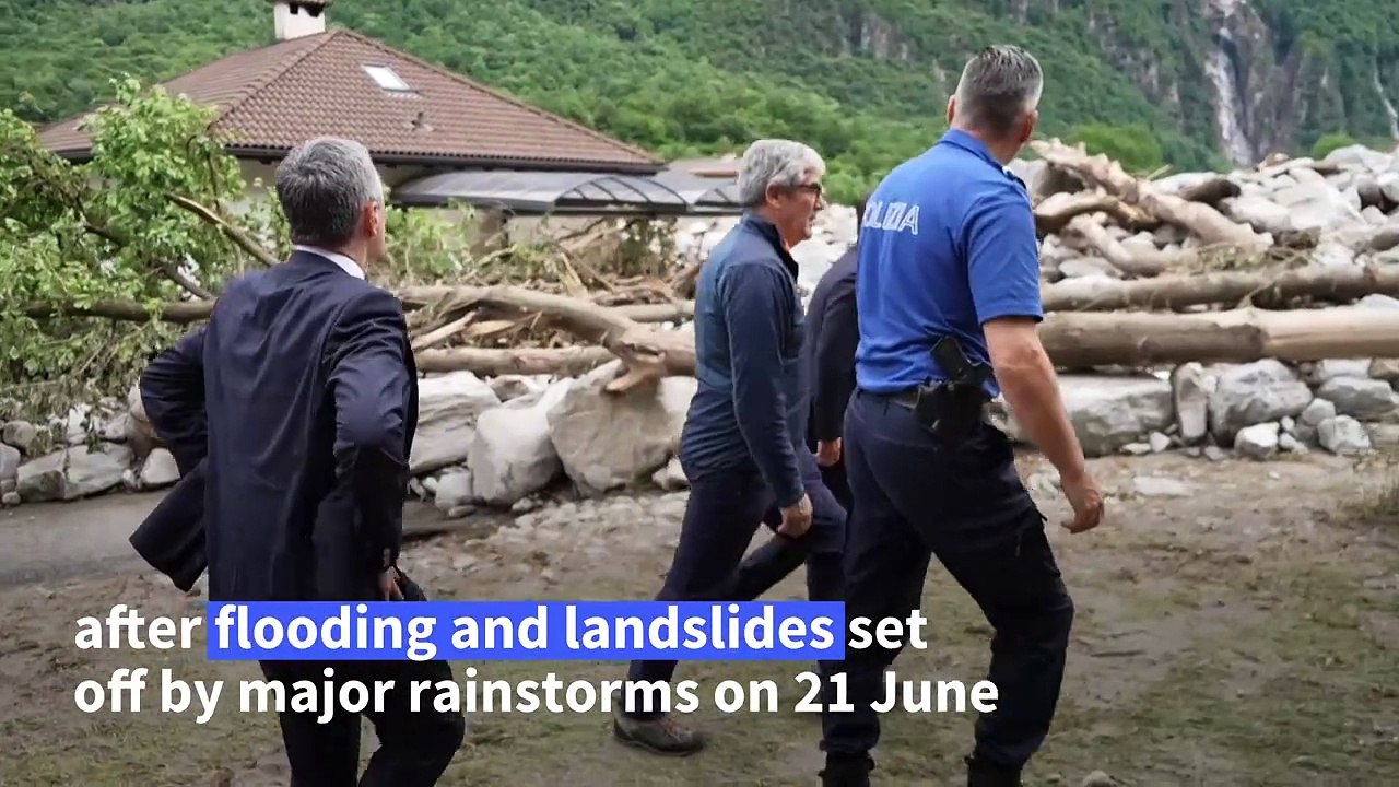 Swiss village covered in rocks after flooding and landslides