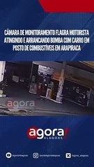 CÂMERA DE MONITORAMENTO FLAGRA MOTORISTA ATINGINDO E ARRANCANDO BOMBA COM CARRO EM POSTO DE COMBUSTÍVEL EM ARAPIRACA