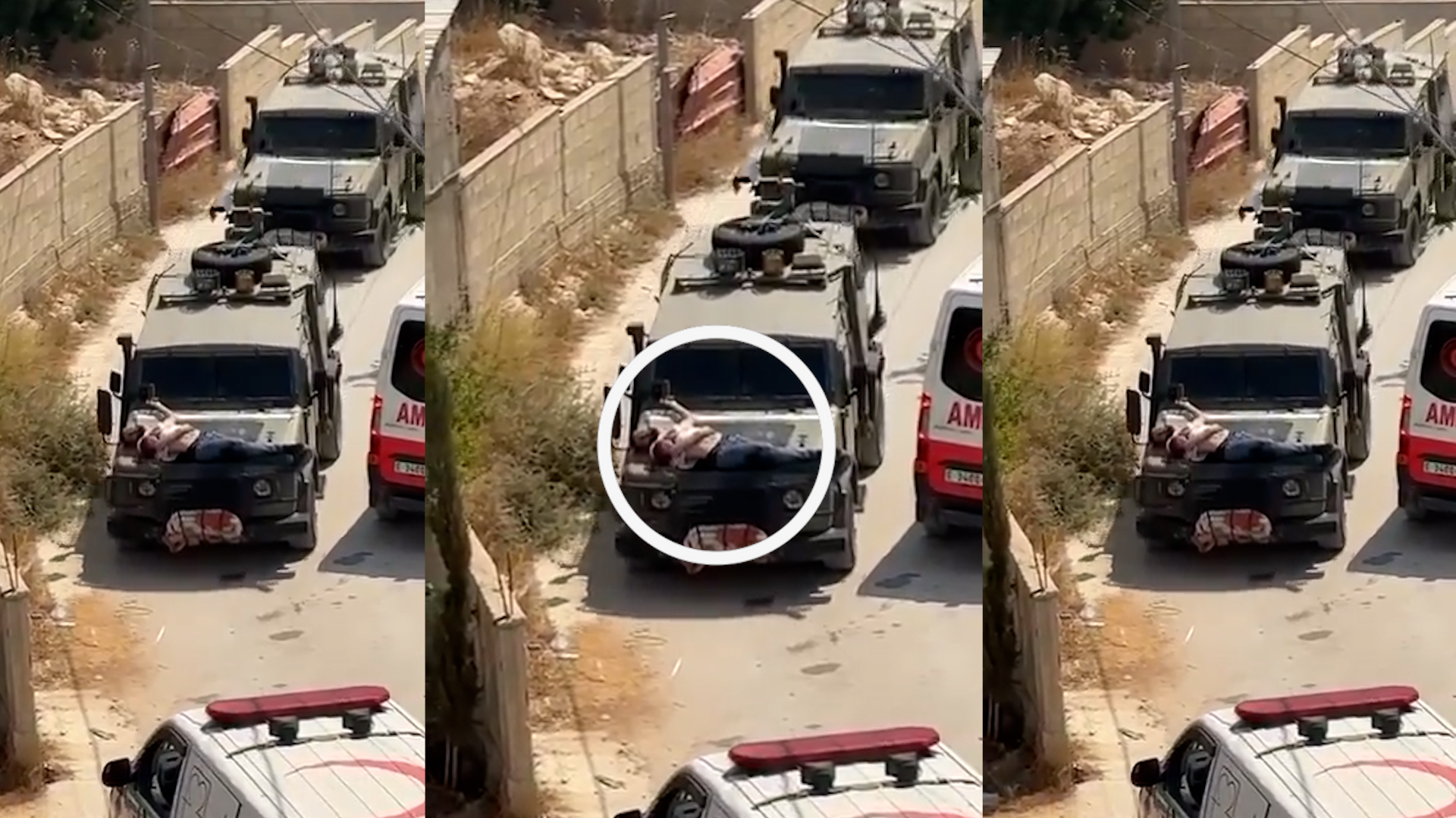 Un Palestinien attaché au capot d'un véhicule militaire israélien témoigne
