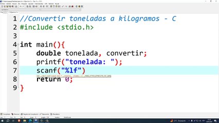 Convertir toneladas a kilogramos en C