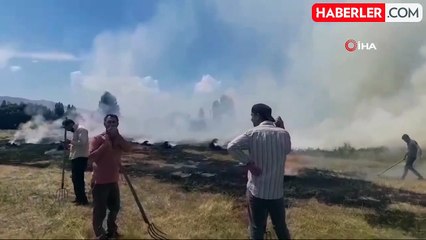 Patnos'ta buğday tarlası yangında küle döndü