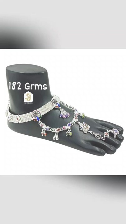 silver anklet with Toe ring design #