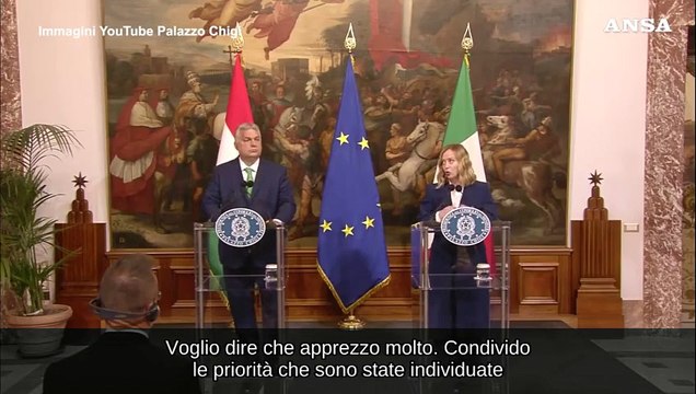 Meloni: Condivido le priorita' della presidenza ungherese, bene la denatalita'