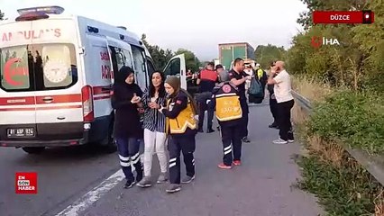 Düzce'de otoyolda piknik tüpü kaza yaptırdı