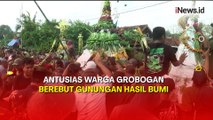 Ratusan Warga Grobogan Berdesakan dan Saling Dorong Berebut Gunungan Hasil Bumi