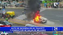 Callao: conductor se salva de morir calcinado tras incendio de vehículo