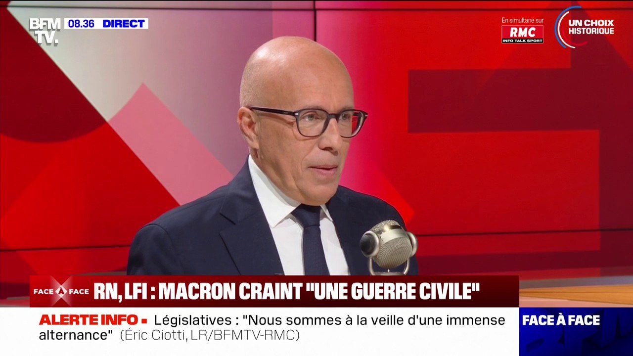 Législatives: Emmanuel Macron craint une "guerre civile", Éric Ciotti dénonce "une stratégie de la peur"