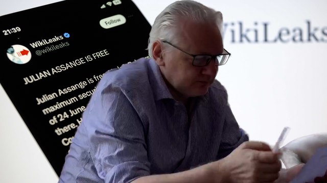 Les premières images de liberté de Julian Assange