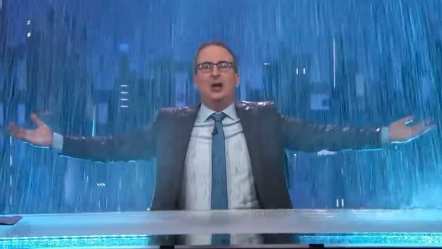 Comedian John Oliver calls for UK to ‘wash away Tories’ at general election as he mocks Sunak’s rainy speech